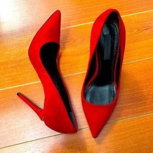 Alexander Wang Red Suede Pointed Toe Pumps
